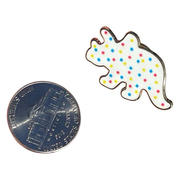 Dinosaur White Frosted Animal Cookie Enamel Pin - Picture 4 of 9